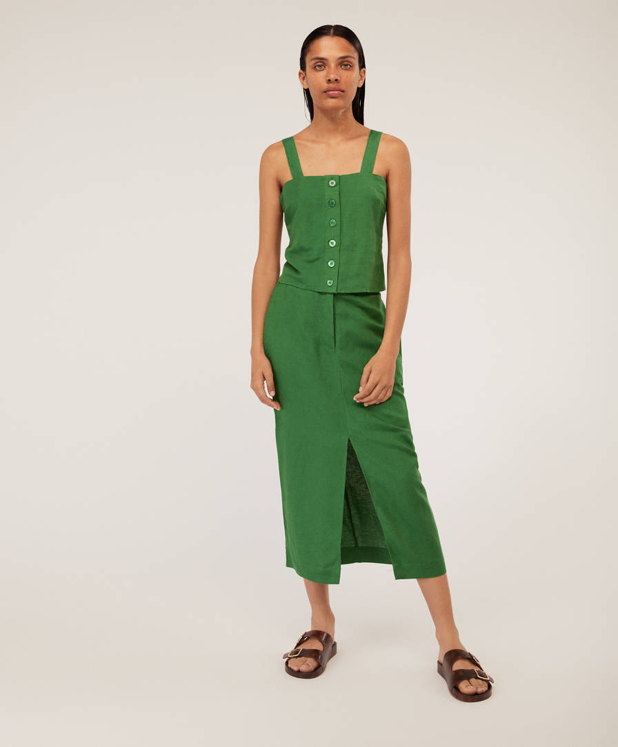 Fa L Midi Abertura Central Lino Dresses And Skirts Swimwear And Beachwear Oysho Sale Italia