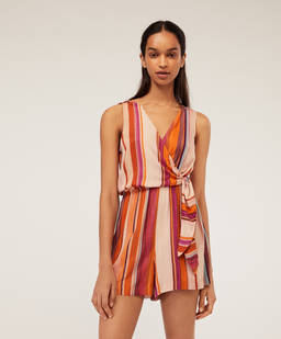 Short watercolour stripe jumpsuit