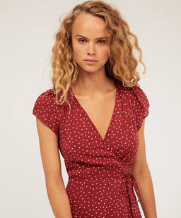 Polka dot crossover midi dress