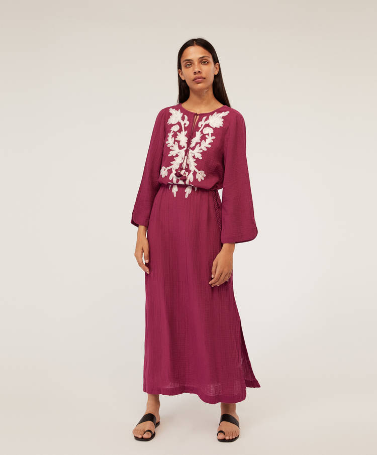 Long Floral Embroidered Tunic Tunics Swimwear And Beachwear Oysho Turkiye