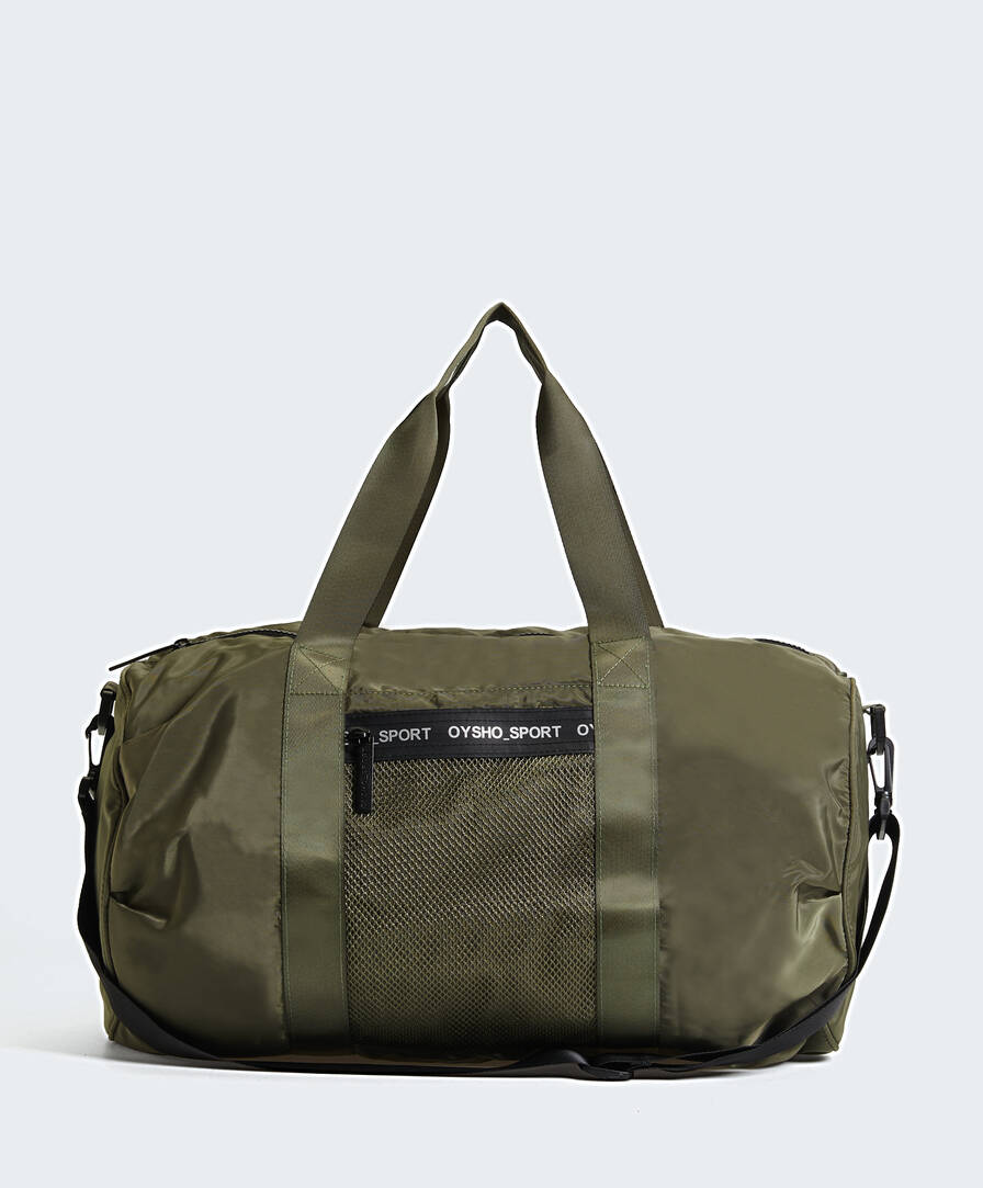 khaki gym bag