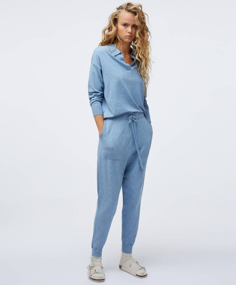 pale blue fine knit jumper