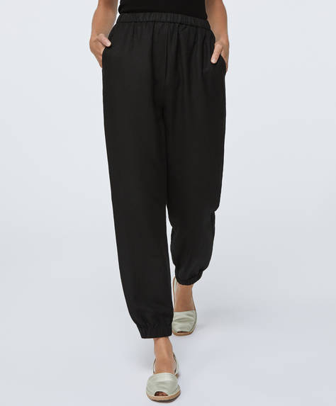 Cuffed Linen Trousers Oysho Turkiye