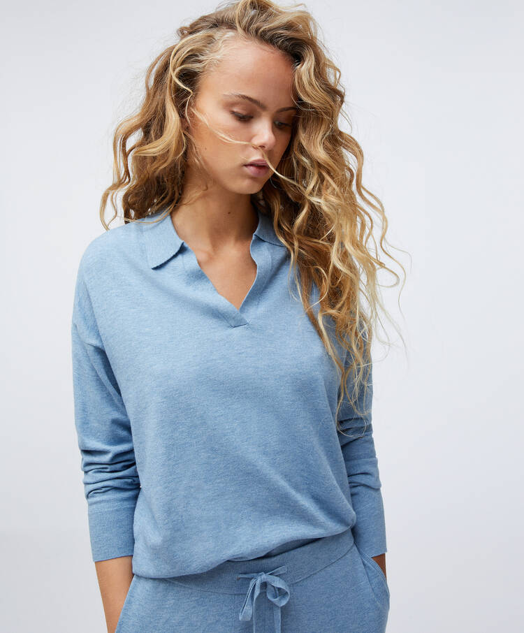 pale blue fine knit jumper