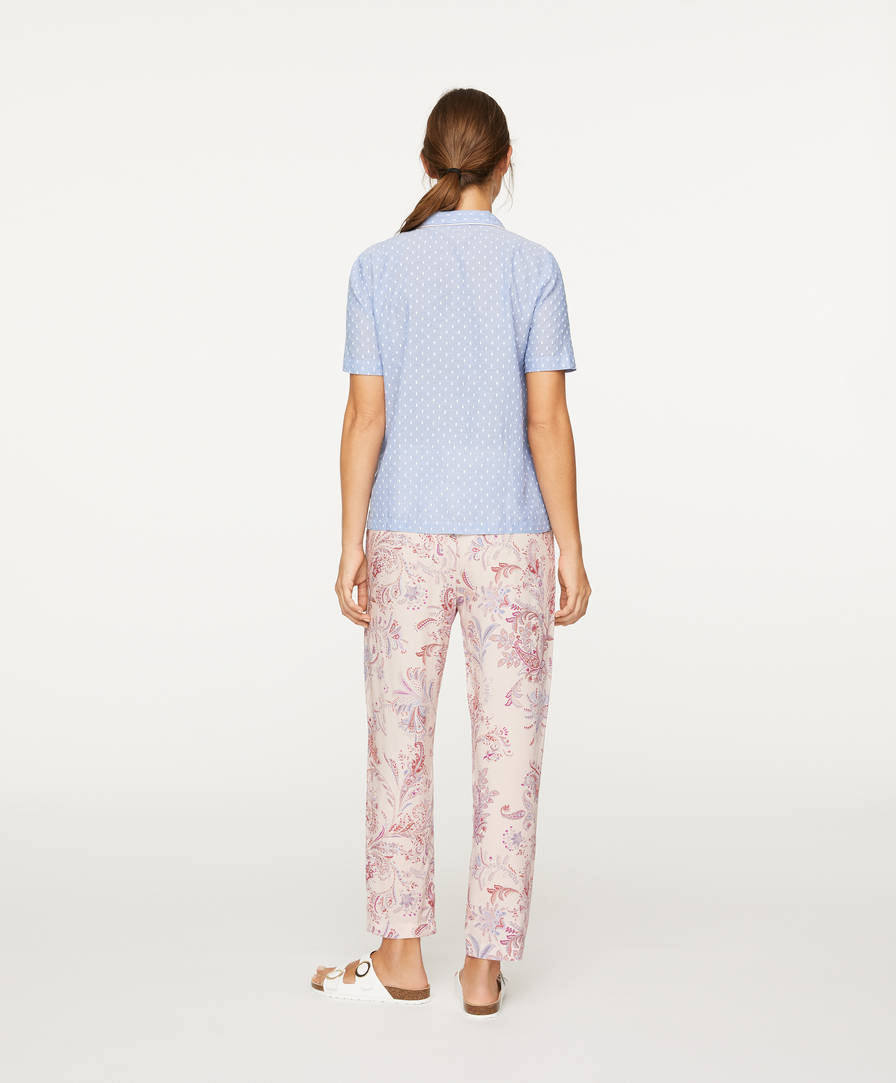 Mavi Puantiye Desenli Gomlek Yeni Gelenler Pijama Ve Ev Giyimi Oysho