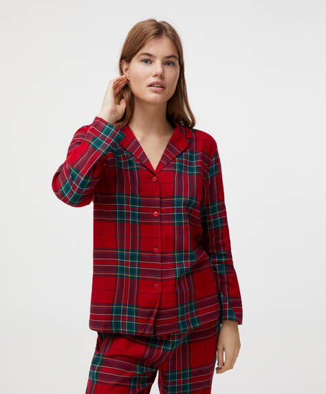 Kirmizi Kareli Pamuklu Pijama Takimi Pijama Takimlari Uyku Oysho