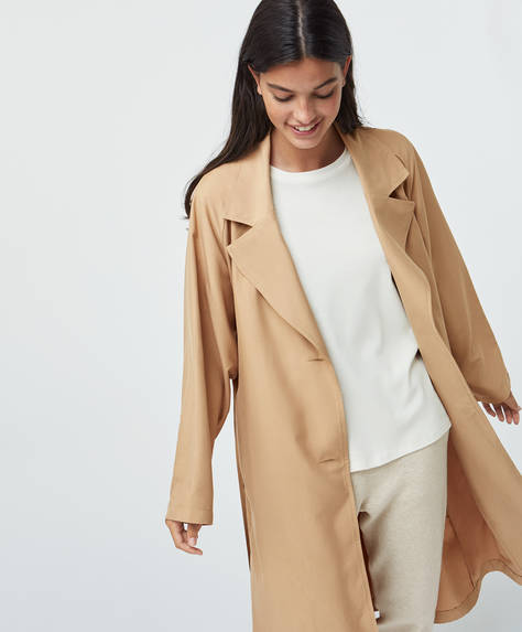 Beige Trench Coat Jackets Sport Oysho Singapore