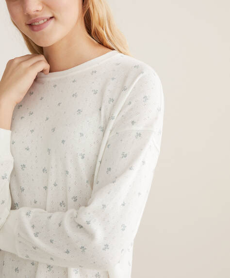 100 Pamuklu Yesil Minik Delikli Cicekli Pijama Takimi Pijama Takimlari Uyku Oysho