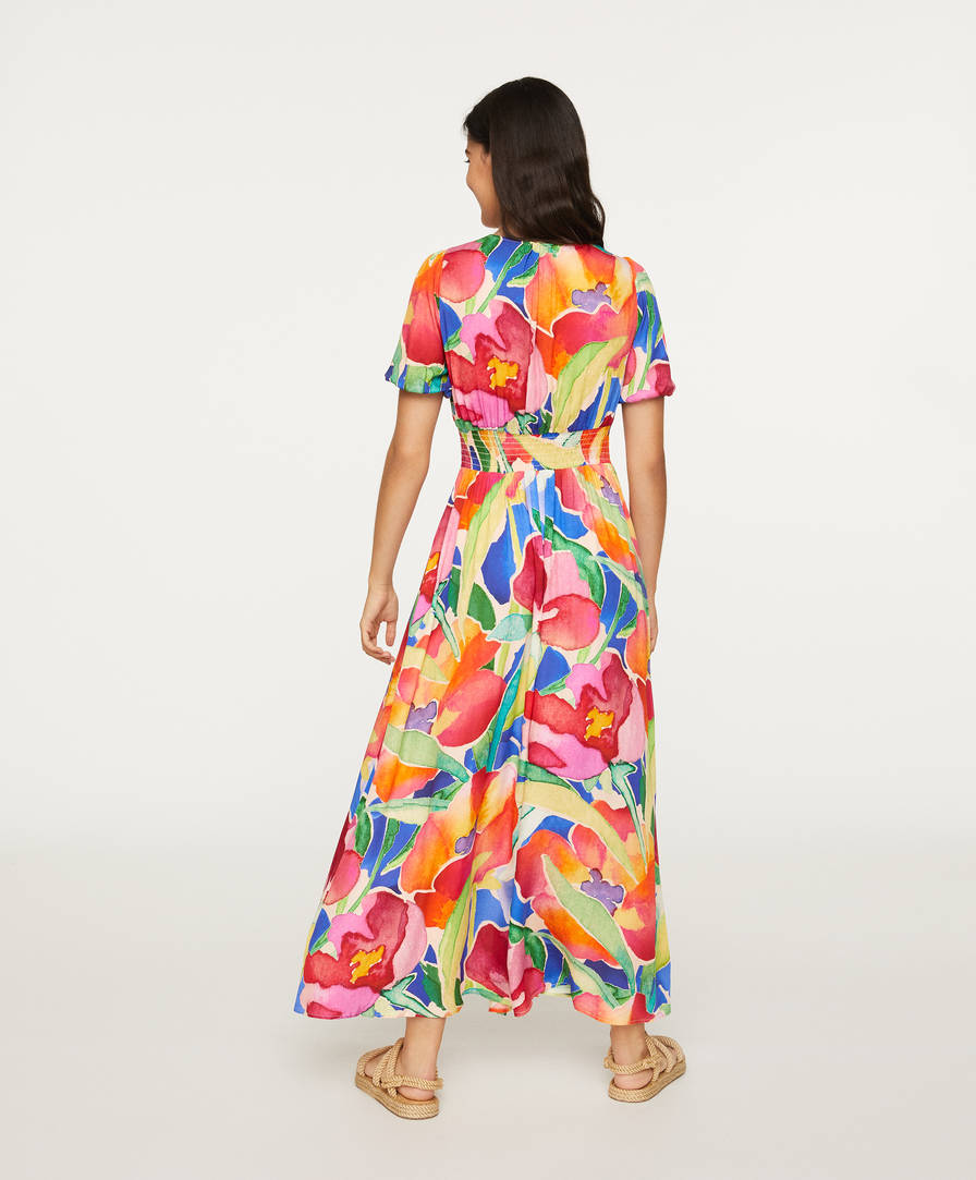 Langes Kleid Mit Grossen Blumen Kleider Und Rocke Bademode Und Beachwear Oysho