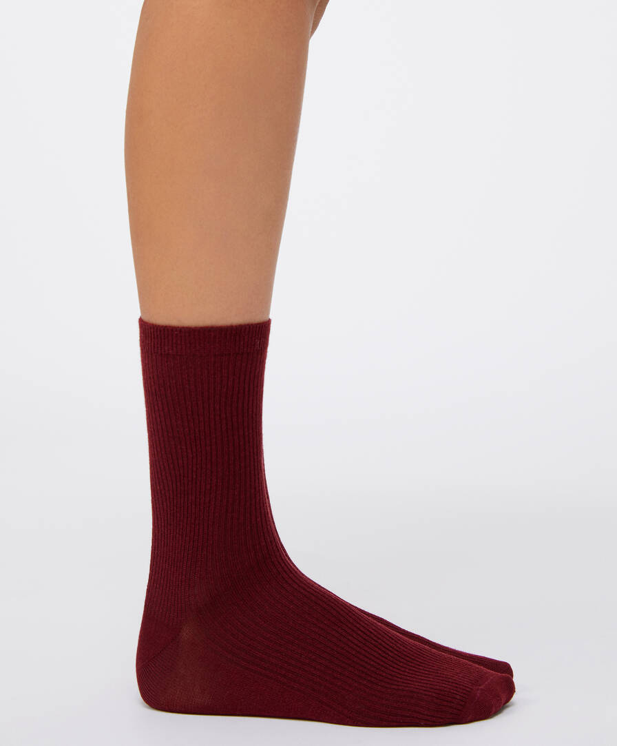 1 Pair Of Ribbed Cotton Socks Oysho Turkiye