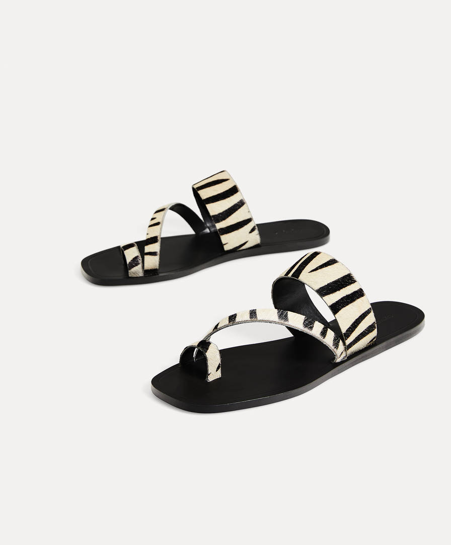 animal leather flip flops