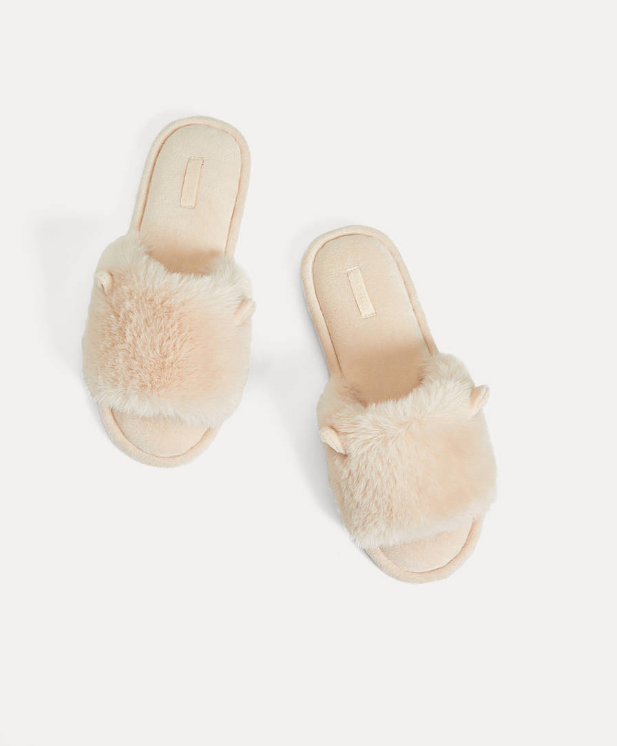 Fluffy ear slippers - | Oysho Italia
