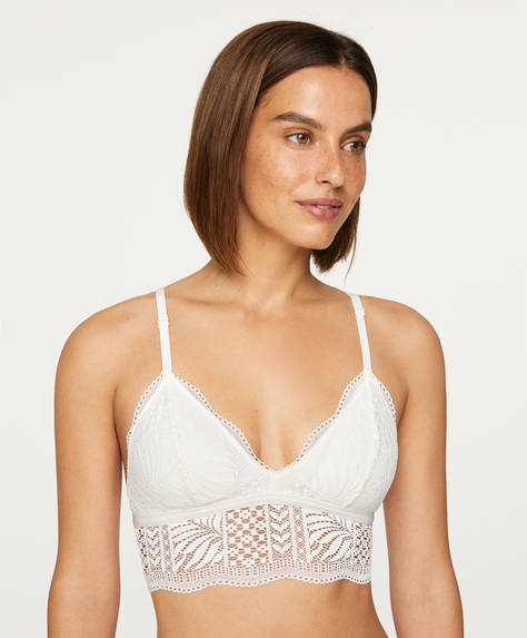 Leaf Pattern Lace Bralette Basics Lingerie Oysho Turkiye