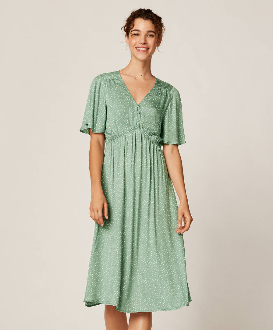 Green Polka Dot Dress New In Swimwear And Beachwear Oysho United Kingdom