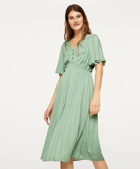 Puantiye Desenli Yesil Elbise Pijama Pijama Ve Ev Giyimi Oysho