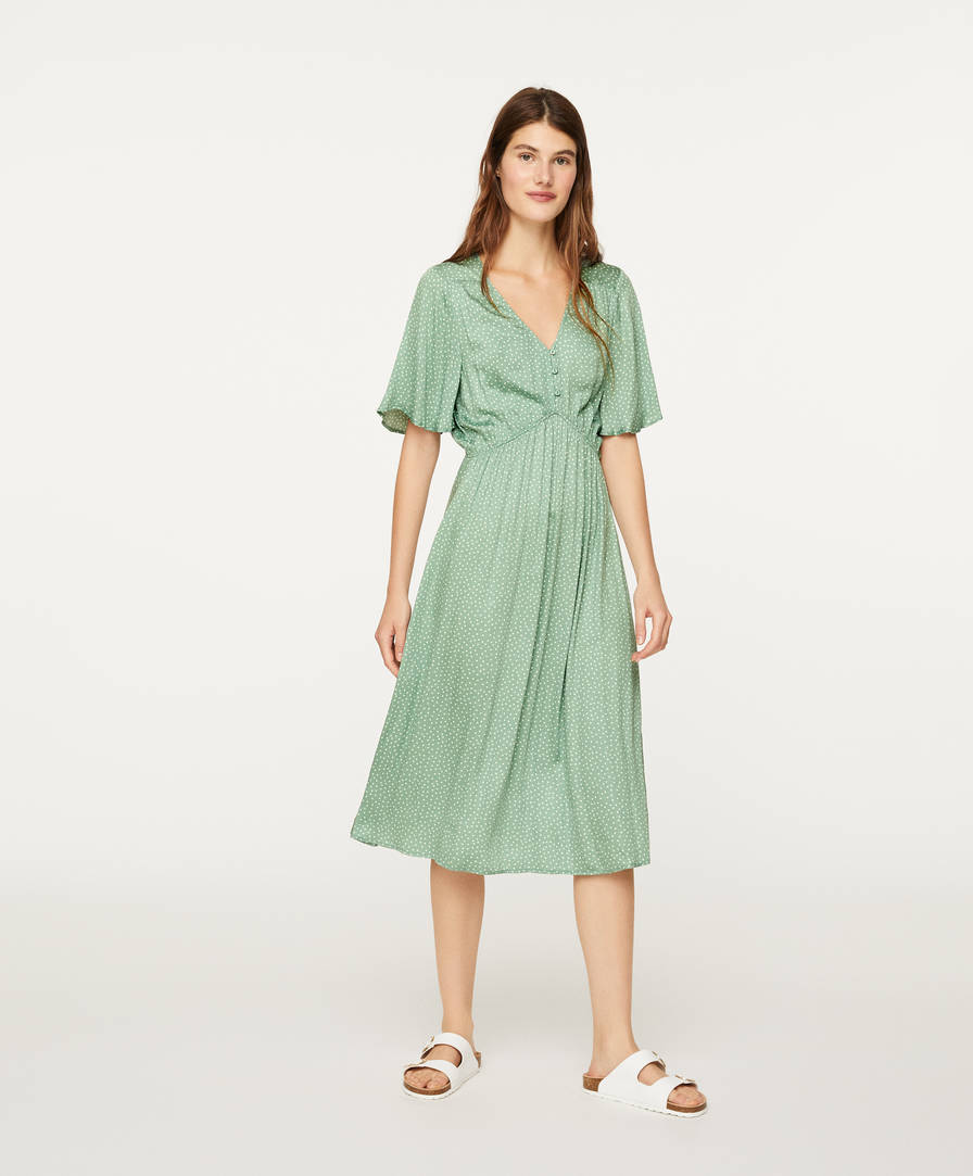 Green Polka Dot Dress Dresses And Skirts Swimwear And Beachwear Oysho Deutschland