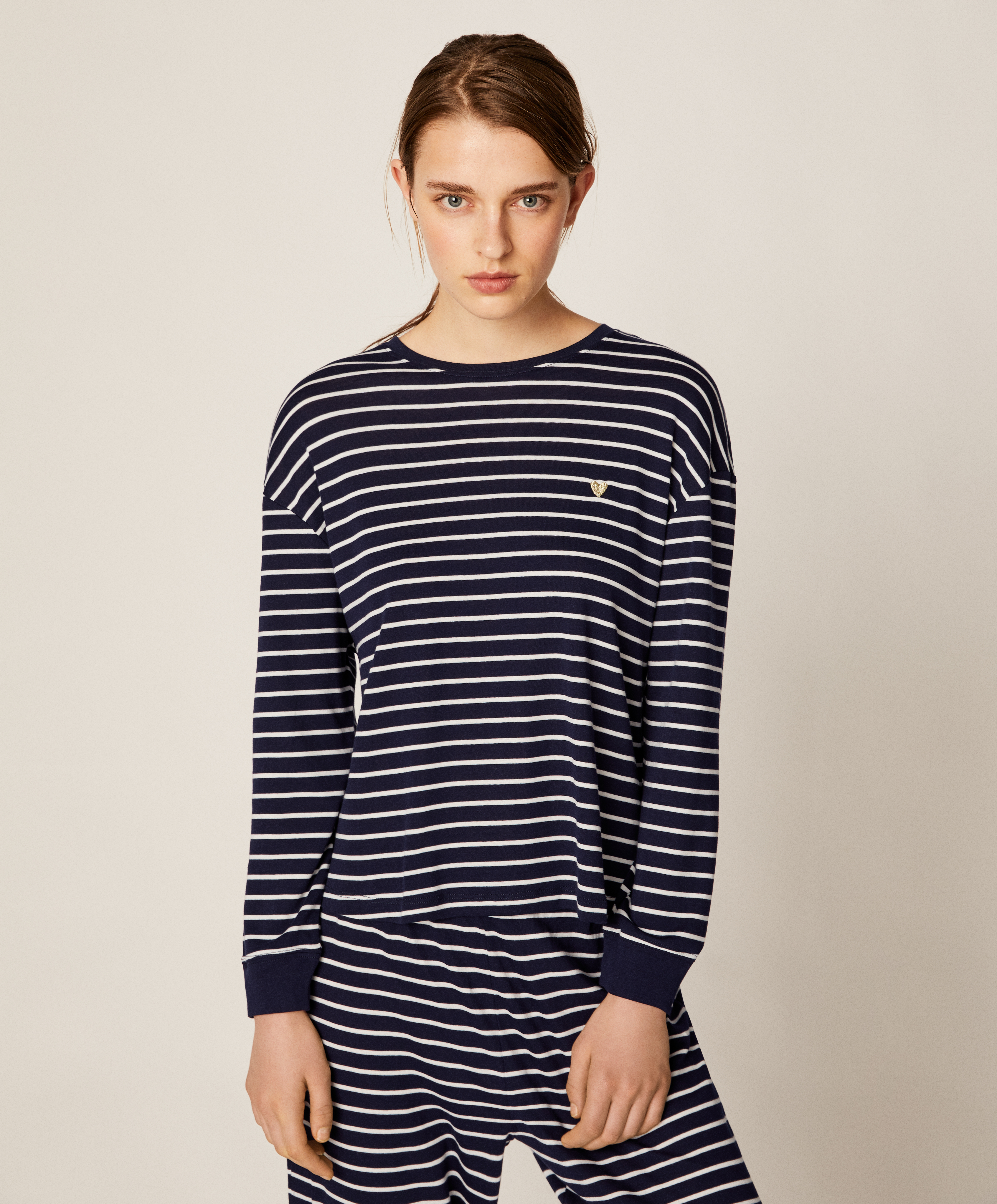 Breton Stripe T Shirt Top Half Pyjamas Pyjamas And Homewear Oysho Turkiye
