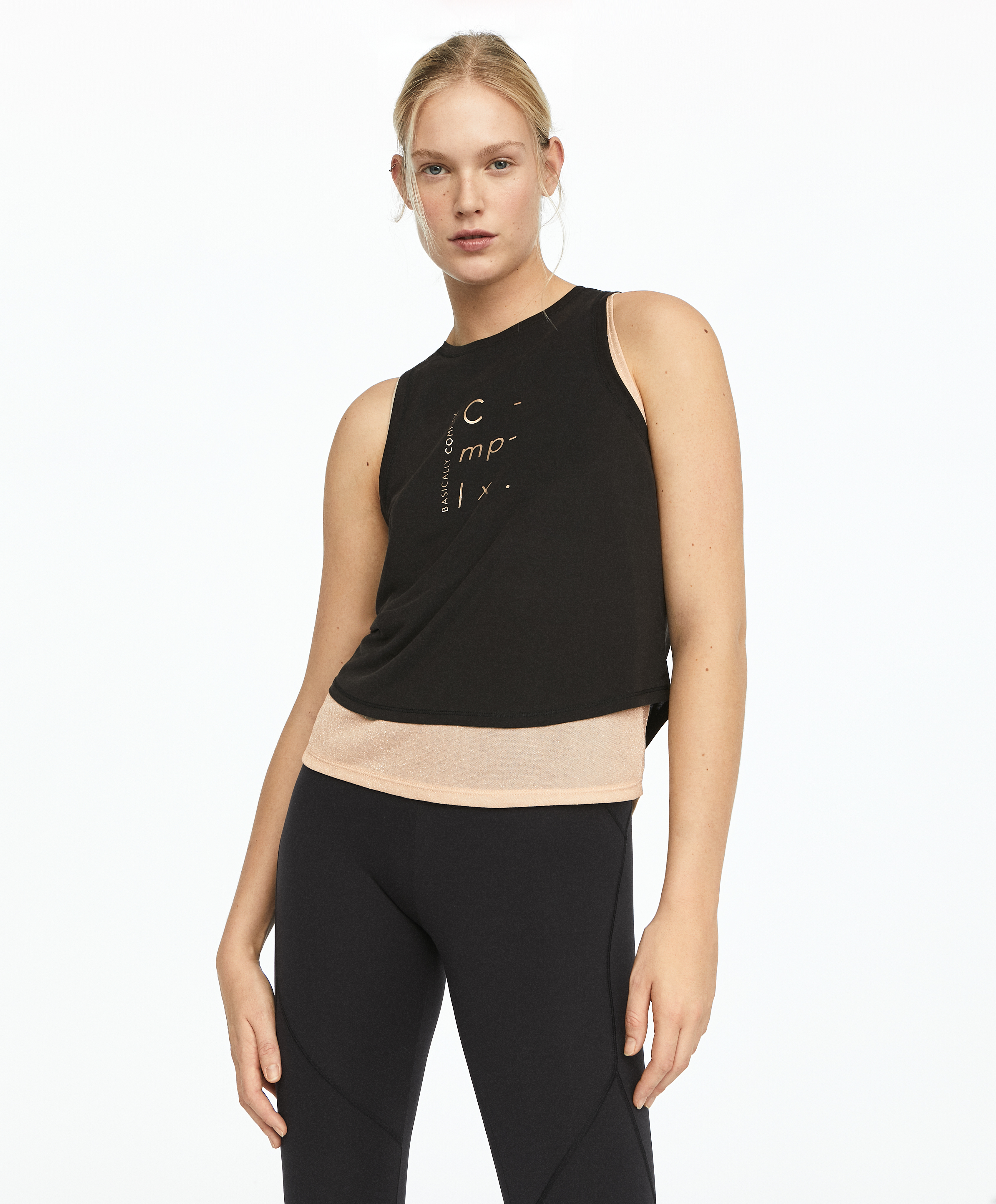 Gold Slogan Double Tank Top Join Life Collection Join Life Oysho Turkiye
