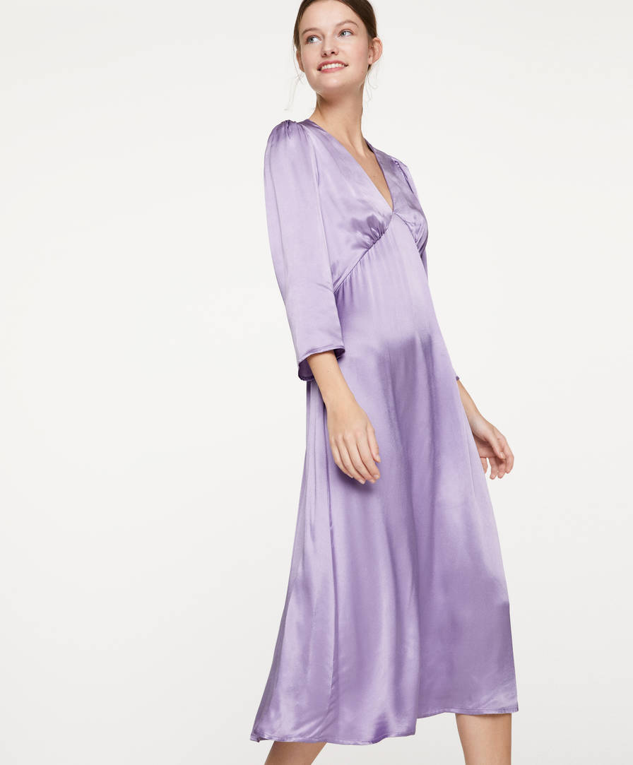 mauve satin dress