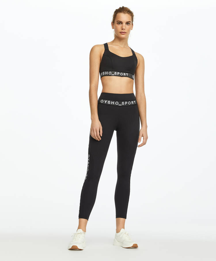 Black Logo Compression Leggings New In By Products Oysho Sport Oysho Turkiye