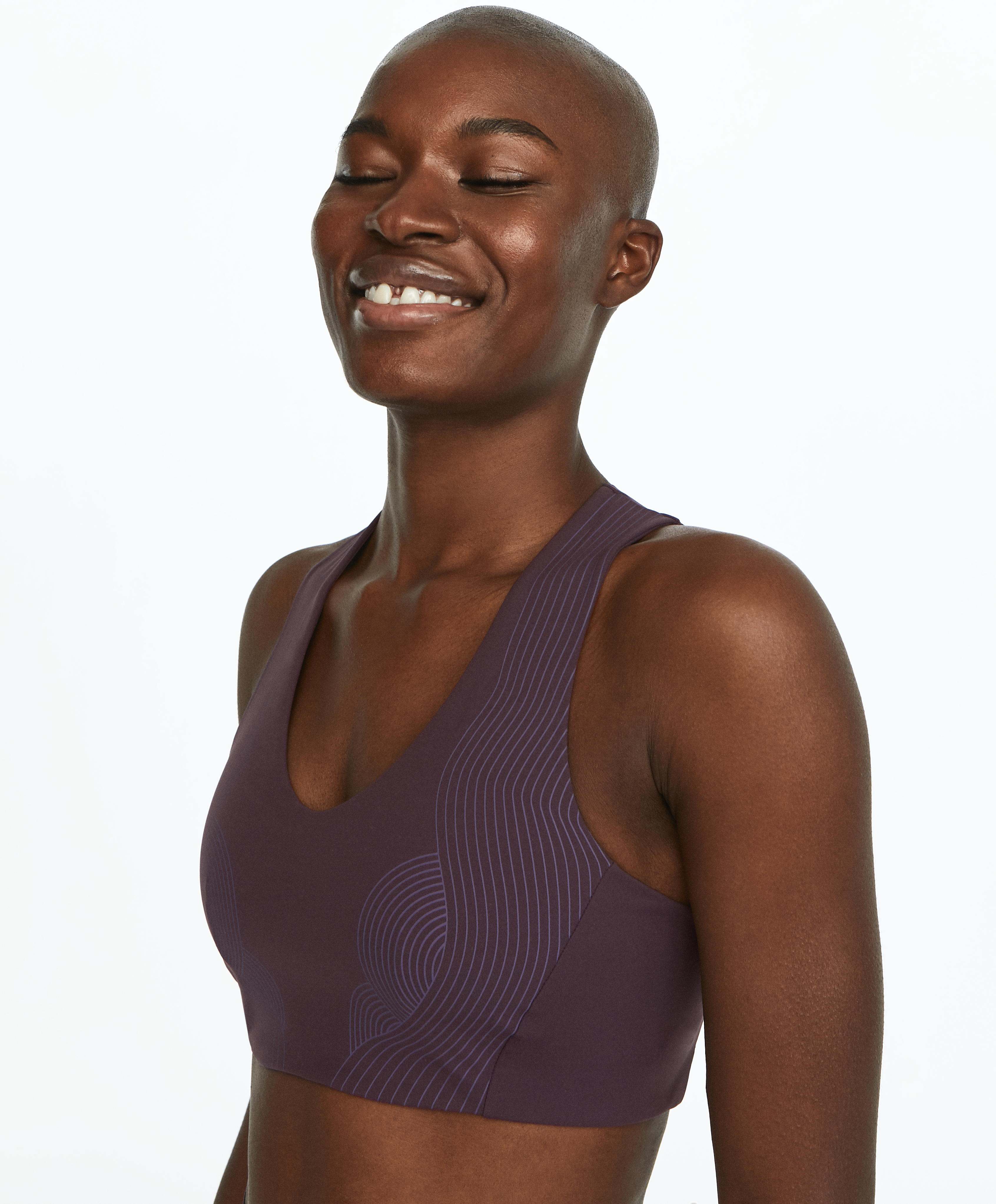 Purple Sports Bra With Crossover Straps Mid Season Sale Oysho Turkiye