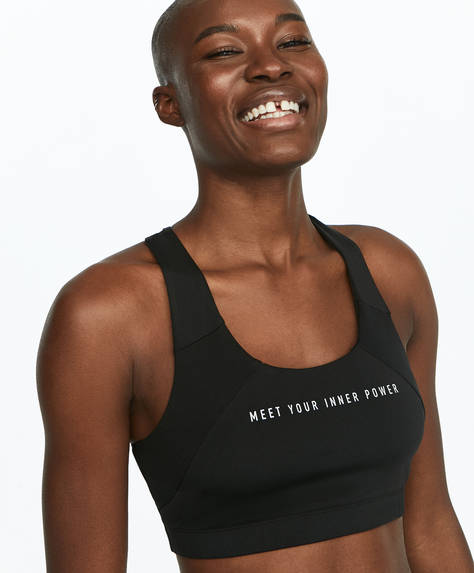 Racer Back Slogan Sports Bra Sport Bras Oysho Sport Oysho