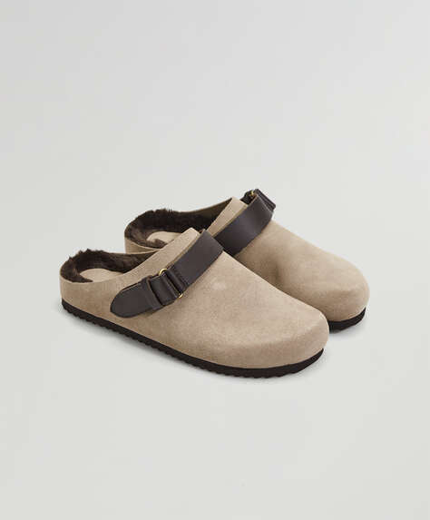 Split-leather slippers