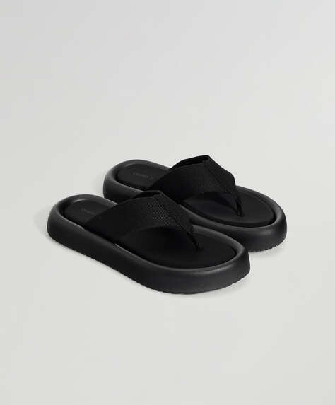 Black platform beach sandals