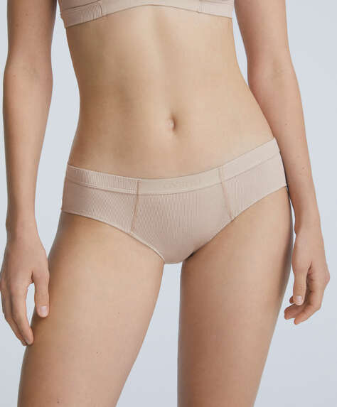 Ribbed modal and cotton hipster briefs with logo