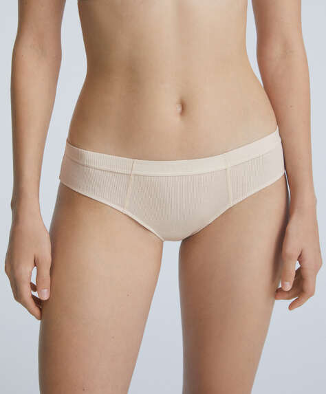 Ribbed modal and cotton hipster briefs with logo