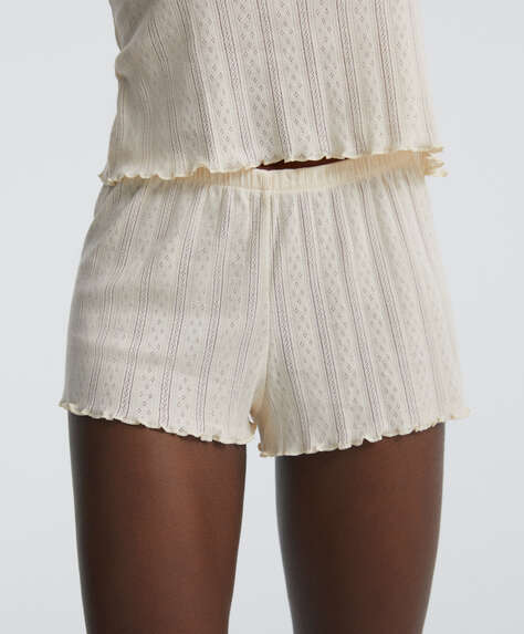 Open-knit cotton shorts