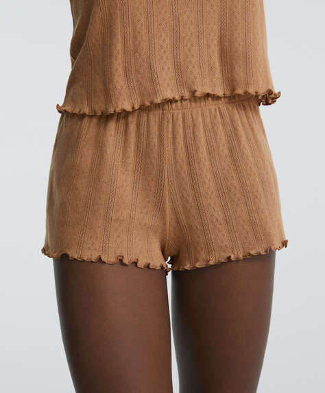 Open-knit cotton shorts