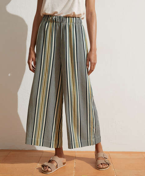 Stripe linen trousers