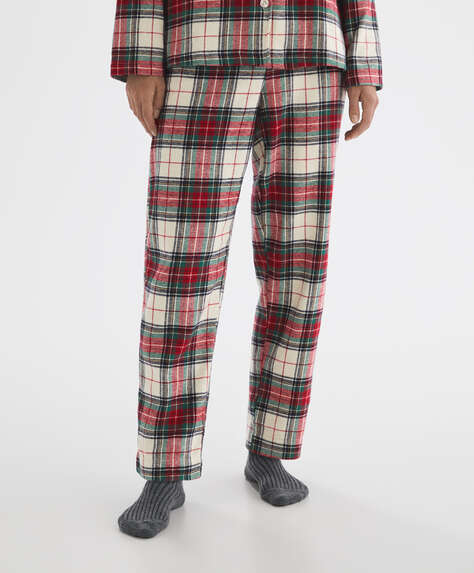EXTRA WARM checked 100% cotton trousers