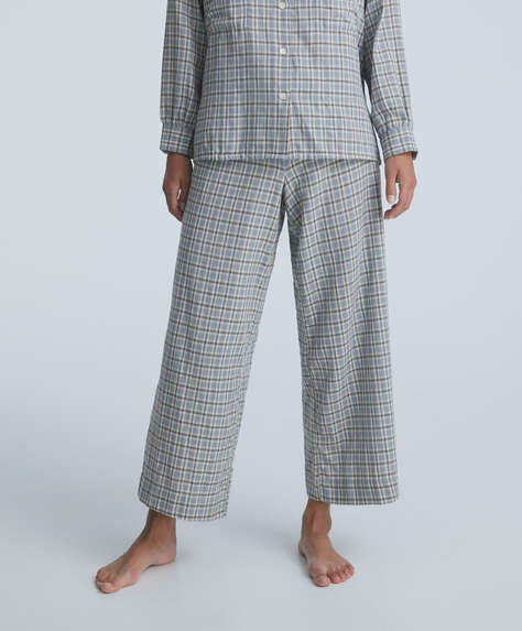 Double-face 100% cotton check trousers