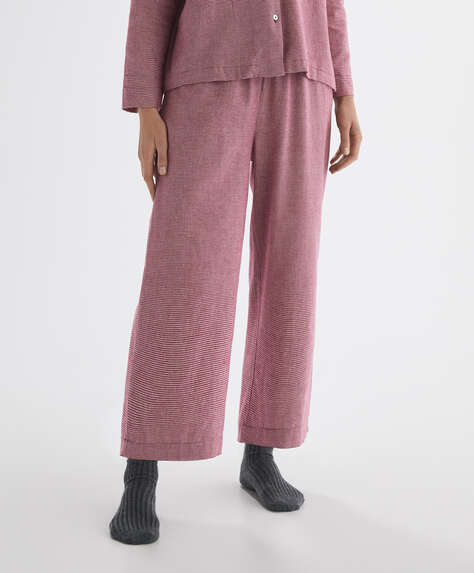 Spodnie typu culotte ze 100% bawełny w pepitkę