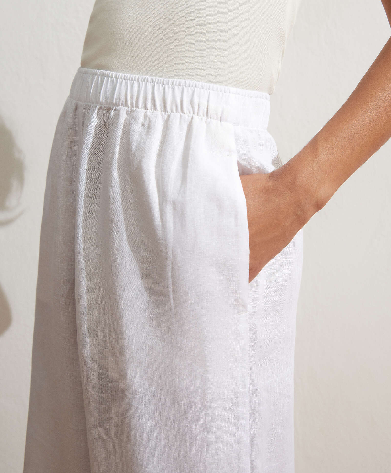 Oysho - 100% linen palazzo trousers
