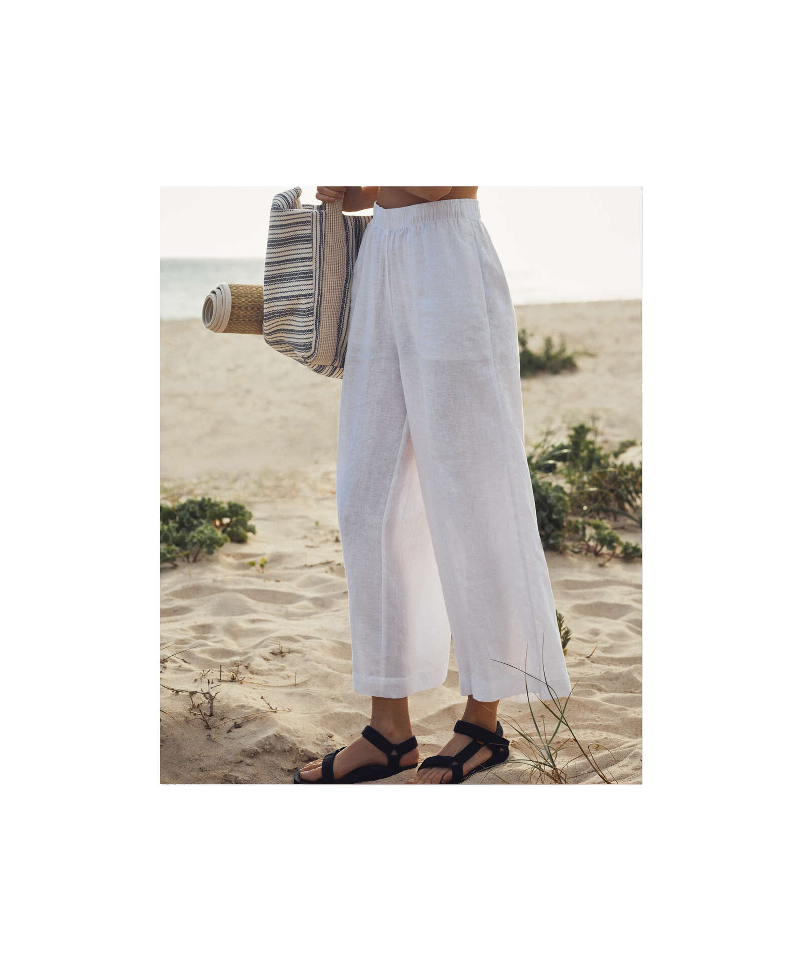 Oysho - 100% linen palazzo trousers