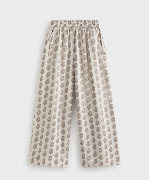 Linen jacquard trousers