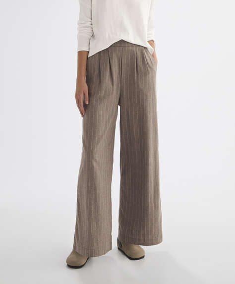 Pinstripe 100% cotton dad fit trousers