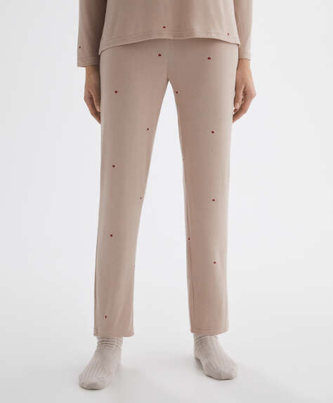 Lange bukser med print og soft-touch