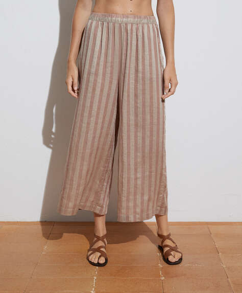 Stripe cotton and linen trousers