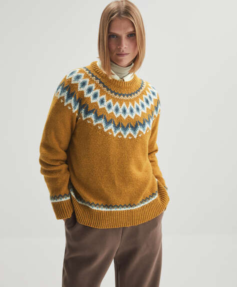 Żakardowy sweter z długim rękawem