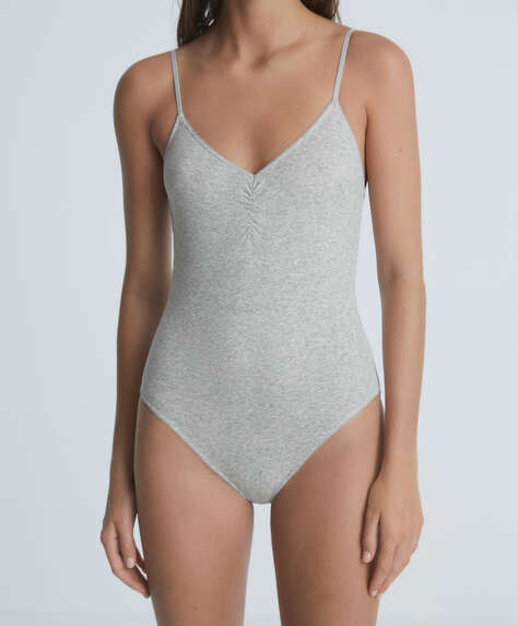 Ribbed cotton strappy body