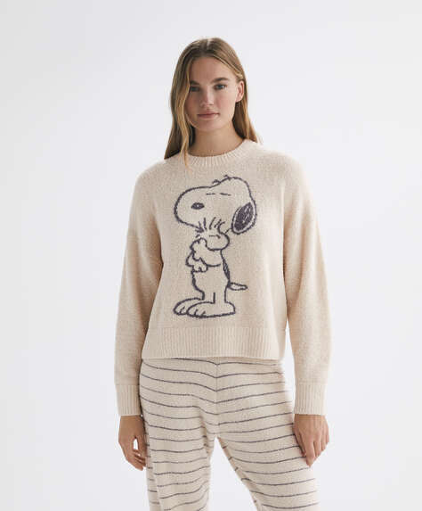 Fleece sweater met Snoopy