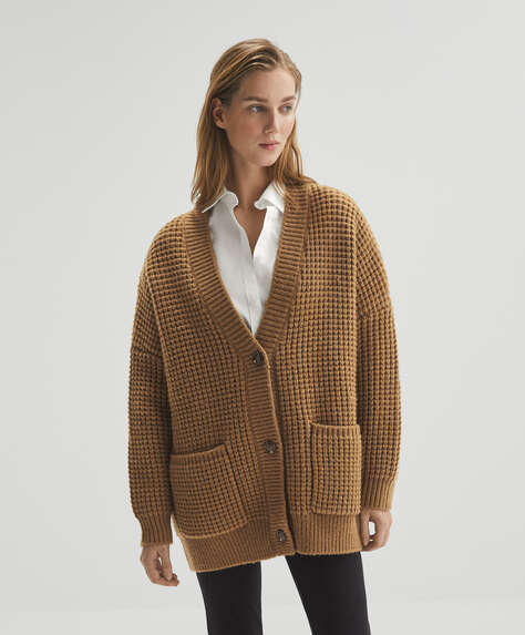 Waffle knit jacket