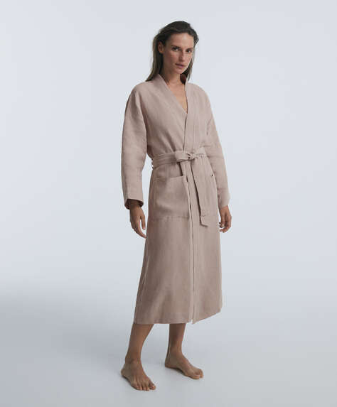 100% linen dressing gown
