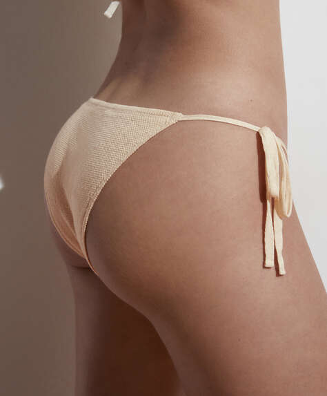 Slip bikini brasiliana 100% cotone maglia laccetti