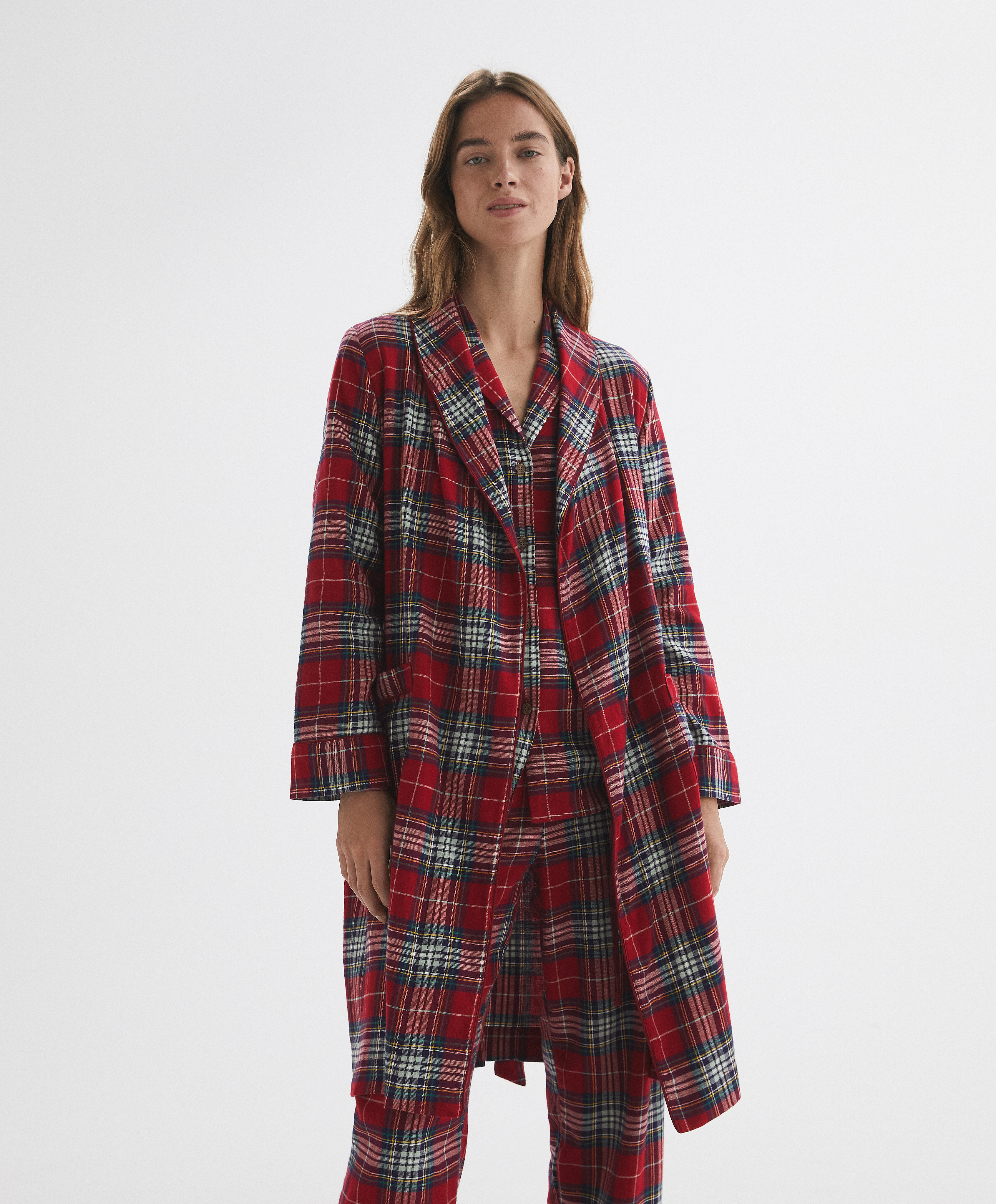 red check dressing gown