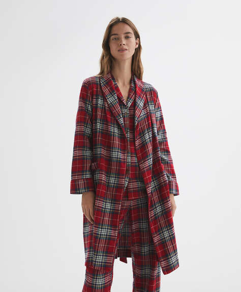 100% cotton check dressing gown